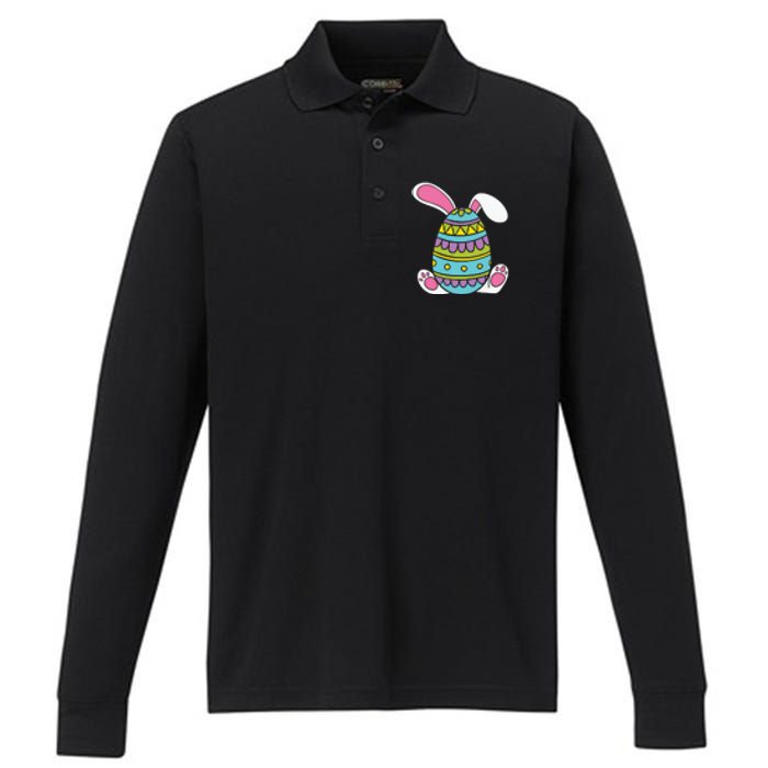 Cute Happy Rabbit Egg Easter Funny Easter Day Performance Long Sleeve Polo