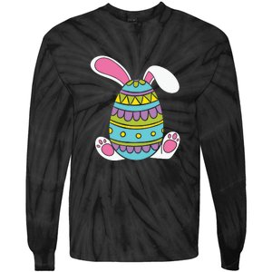 Cute Happy Rabbit Egg Easter Funny Easter Day Tie-Dye Long Sleeve Shirt