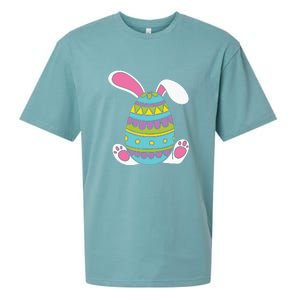 Cute Happy Rabbit Egg Easter Funny Easter Day Sueded Cloud Jersey T-Shirt