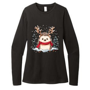 Cute Hedgehog Reindeer Christmas Xmas Gift Womens CVC Long Sleeve Shirt