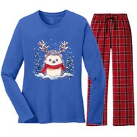 Cute Hedgehog Reindeer Christmas Xmas Gift Women's Long Sleeve Flannel Pajama Set 