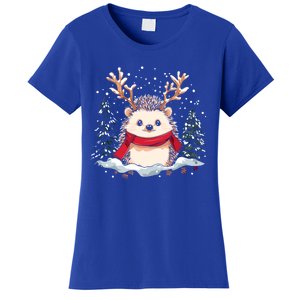 Cute Hedgehog Reindeer Christmas Xmas Gift Women's T-Shirt