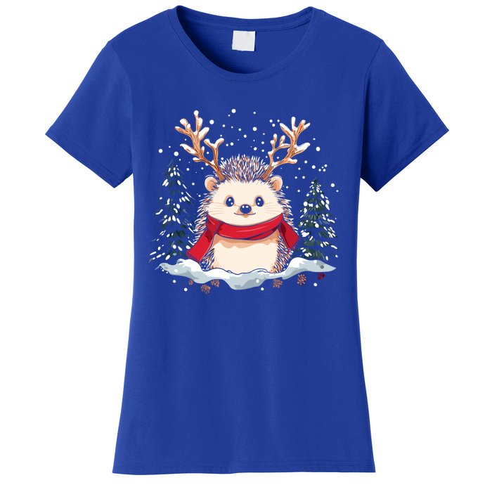 Cute Hedgehog Reindeer Christmas Xmas Gift Women's T-Shirt