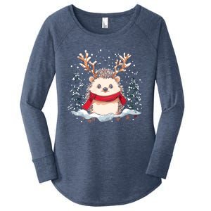 Cute Hedgehog Reindeer Christmas Xmas Gift Women's Perfect Tri Tunic Long Sleeve Shirt