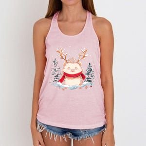 Cute Hedgehog Reindeer Christmas Xmas Gift Women's Knotted Racerback Tank