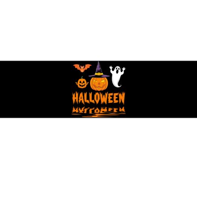 Cute Halloween Reflections Pumpkin Bat And Ghost Design Bumper Sticker