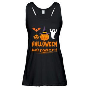 Cute Halloween Reflections Pumpkin Bat And Ghost Design Ladies Essential Flowy Tank