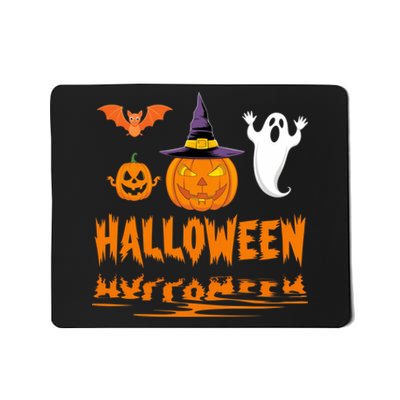 Cute Halloween Reflections Pumpkin Bat And Ghost Design Mousepad