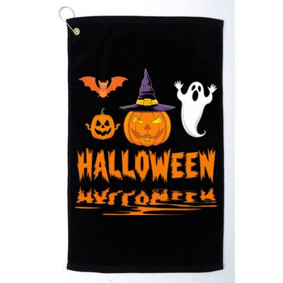 Cute Halloween Reflections Pumpkin Bat And Ghost Design Platinum Collection Golf Towel