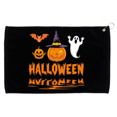 Cute Halloween Reflections Pumpkin Bat And Ghost Design Grommeted Golf Towel