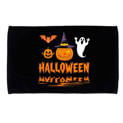 Cute Halloween Reflections Pumpkin Bat And Ghost Design Microfiber Hand Towel