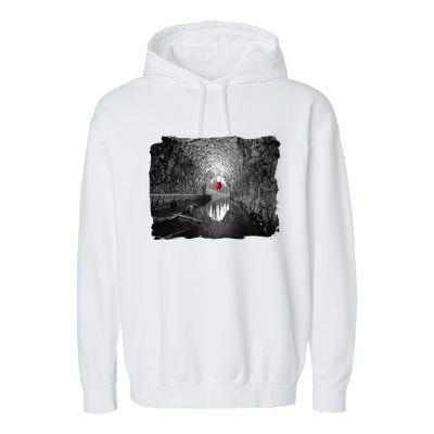 Creepy Halloween Red Balloon Floats In The Sewer Garment-Dyed Fleece Hoodie