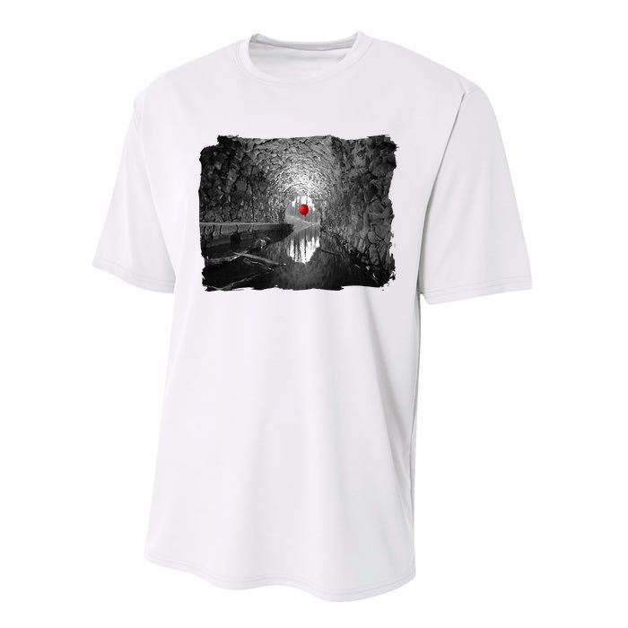 Creepy Halloween Red Balloon Floats In The Sewer Performance Sprint T-Shirt