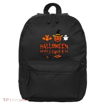 Cute Halloween Reflections Pumpkin Bat And Ghost Design 16 in Basic Backpack