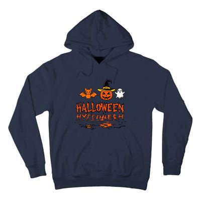 Cute Halloween Reflections Pumpkin Bat And Ghost Design Tall Hoodie