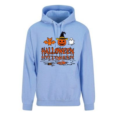 Cute Halloween Reflections Pumpkin Bat And Ghost Design Unisex Surf Hoodie