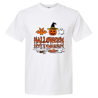 Cute Halloween Reflections Pumpkin Bat And Ghost Design Garment-Dyed Heavyweight T-Shirt