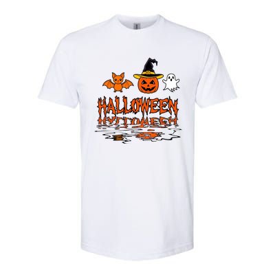 Cute Halloween Reflections Pumpkin Bat And Ghost Design Softstyle CVC T-Shirt