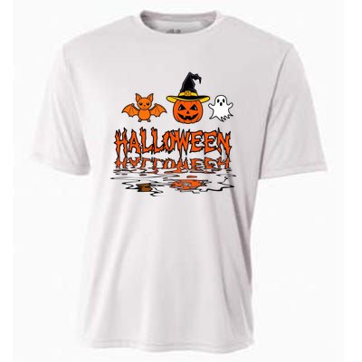 Cute Halloween Reflections Pumpkin Bat And Ghost Design Cooling Performance Crew T-Shirt