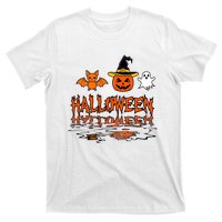 Cute Halloween Reflections Pumpkin Bat And Ghost Design T-Shirt