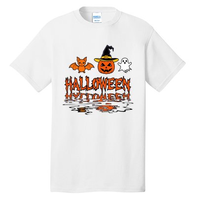 Cute Halloween Reflections Pumpkin Bat And Ghost Design Tall T-Shirt