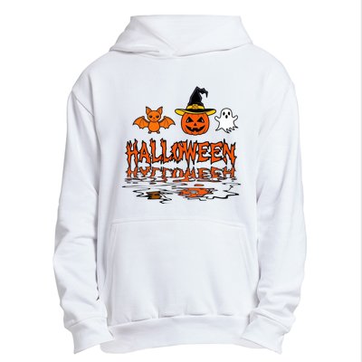 Cute Halloween Reflections Pumpkin Bat And Ghost Design Urban Pullover Hoodie