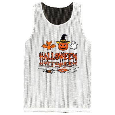 Cute Halloween Reflections Pumpkin Bat And Ghost Design Mesh Reversible Basketball Jersey Tank