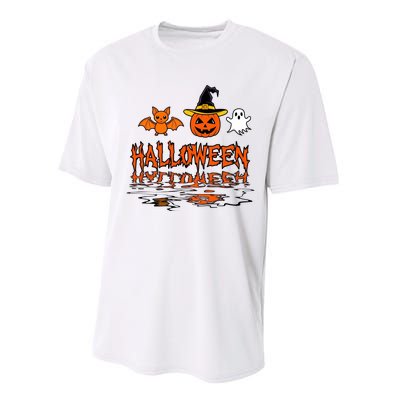 Cute Halloween Reflections Pumpkin Bat And Ghost Design Performance Sprint T-Shirt