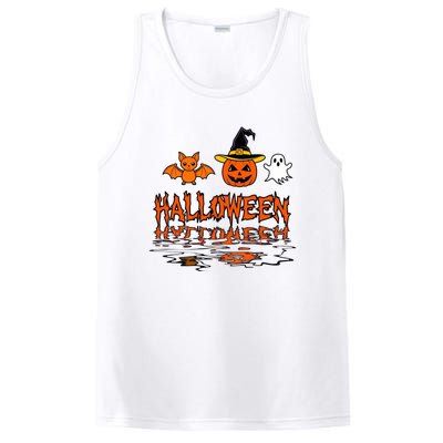 Cute Halloween Reflections Pumpkin Bat And Ghost Design PosiCharge Competitor Tank