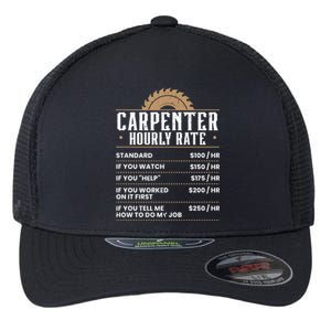 Carpenter Hourly Rate Woodworking Wookdworker Carpentry Cool Gift Flexfit Unipanel Trucker Cap