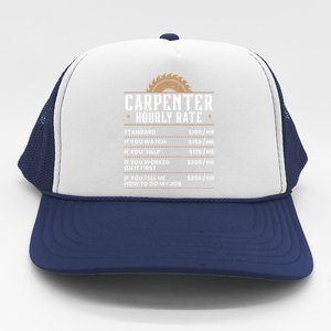 Carpenter Hourly Rate Woodworking Wookdworker Carpentry Cool Gift Trucker Hat