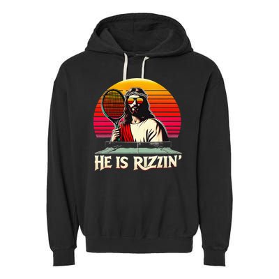 Christian Has Rizzin Easter Table Tennis Garment-Dyed Fleece Hoodie