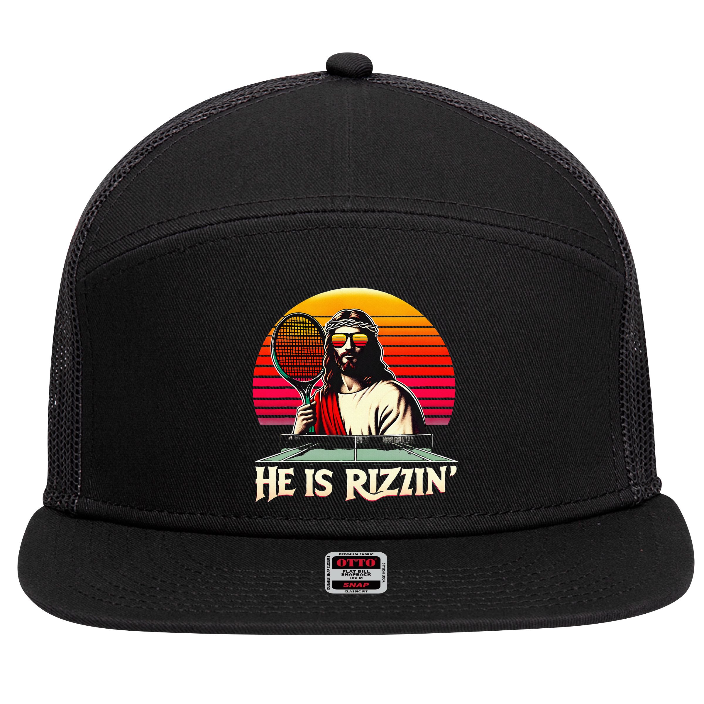 Christian Has Rizzin Easter Table Tennis 7 Panel Mesh Trucker Snapback Hat