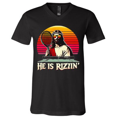 Christian Has Rizzin Easter Table Tennis V-Neck T-Shirt