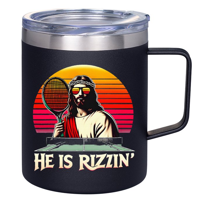 Christian Has Rizzin Easter Table Tennis 12oz Stainless Steel Coffee Mug