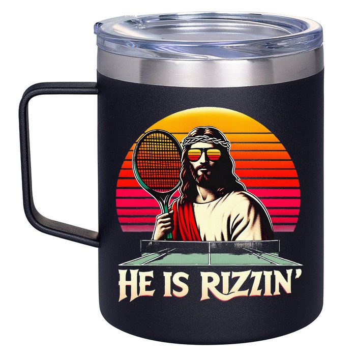 Christian Has Rizzin Easter Table Tennis 12oz Stainless Steel Coffee Mug
