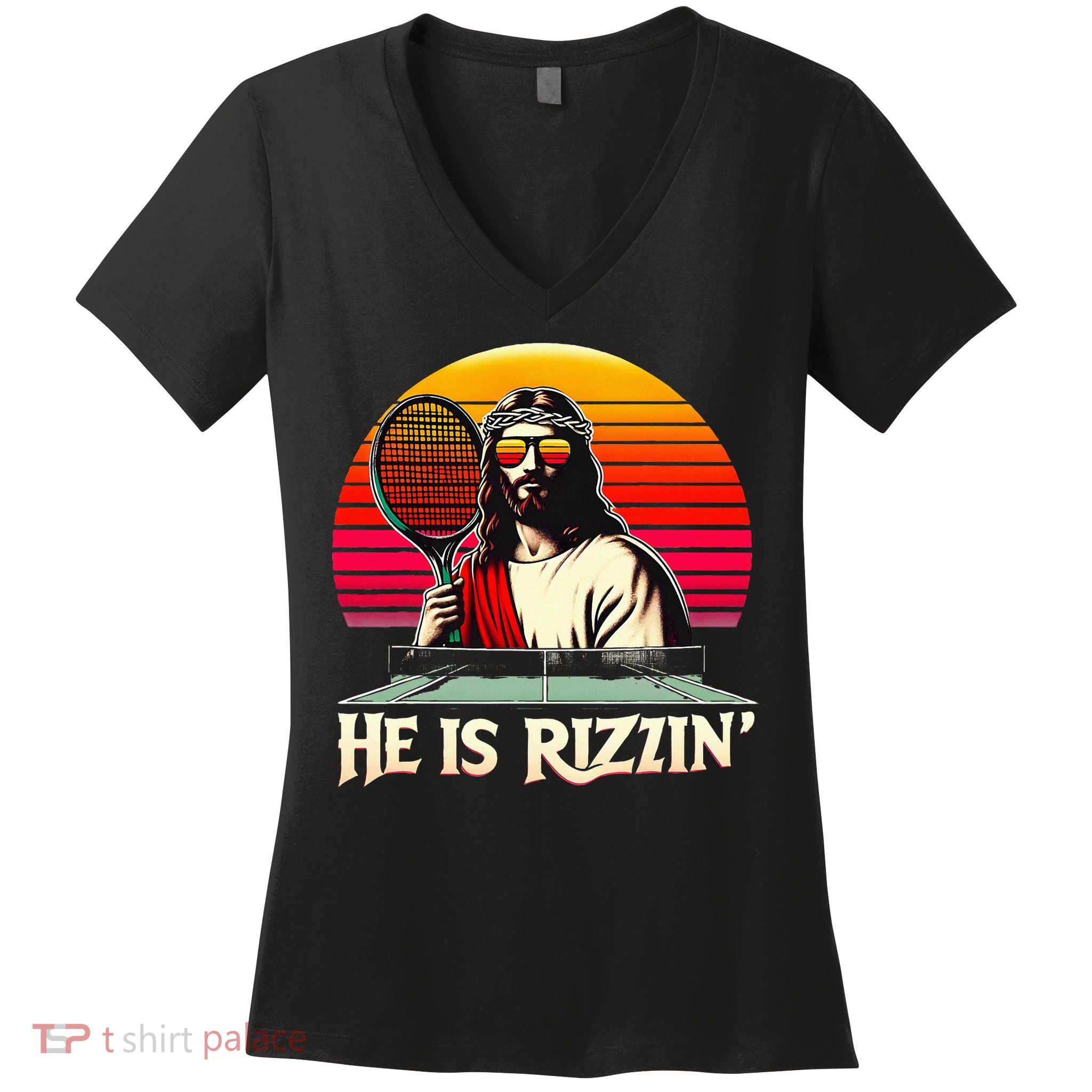 Christian Has Rizzin Easter Table Tennis Women's V-Neck T-Shirt