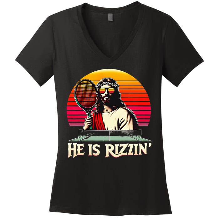 Christian Has Rizzin Easter Table Tennis Women's V-Neck T-Shirt