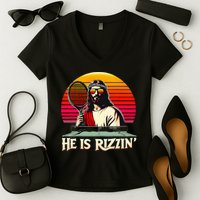 Christian Has Rizzin Easter Table Tennis Women's V-Neck T-Shirt