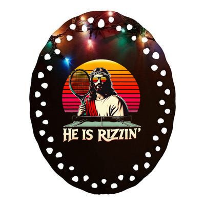 Christian Has Rizzin Easter Table Tennis Ceramic Oval Ornament