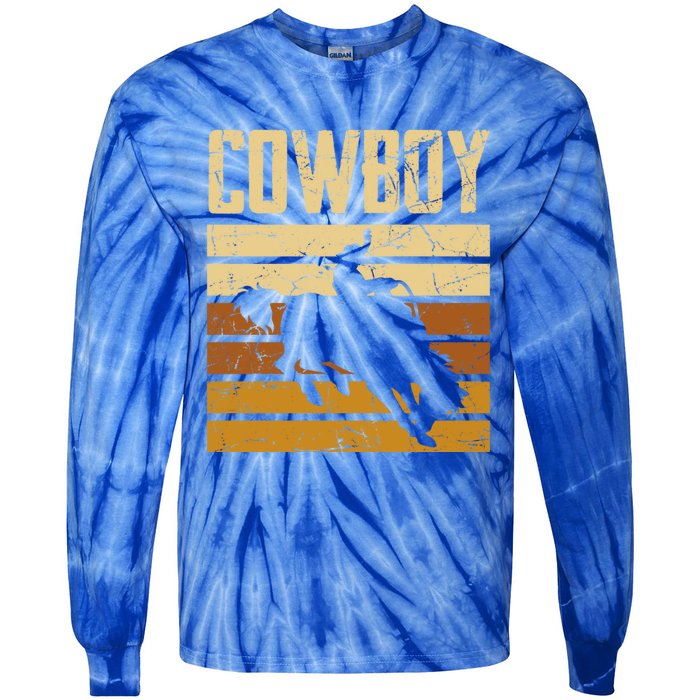 Cow Horse Riding Rodeo Lover Gift Tie-Dye Long Sleeve Shirt