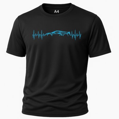 C8 Heartbeat Rapid Blue Supercar Sports Car Heartbeat Line Cooling Performance Crew T-Shirt