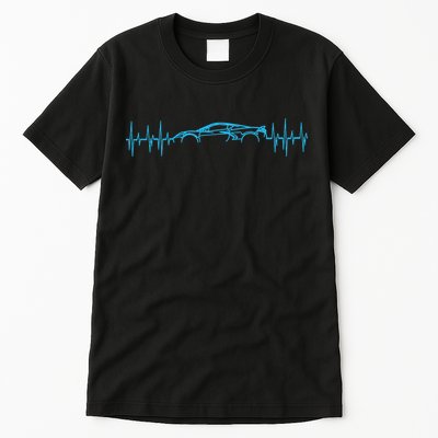 C8 Heartbeat Rapid Blue Supercar Sports Car Heartbeat Line Tall T-Shirt