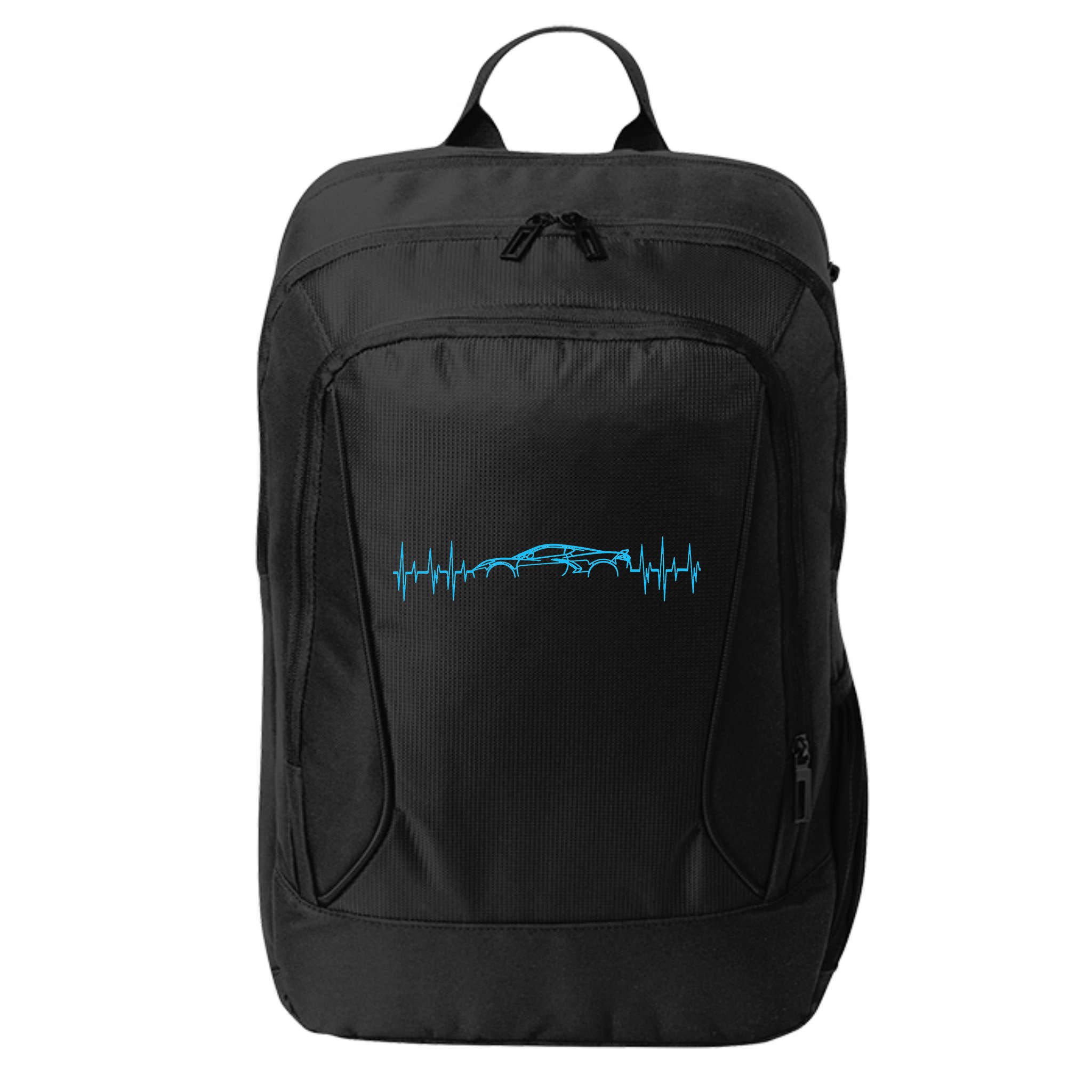 C8 Heartbeat Rapid Blue Supercar Sports Car Heartbeat Line City Backpack