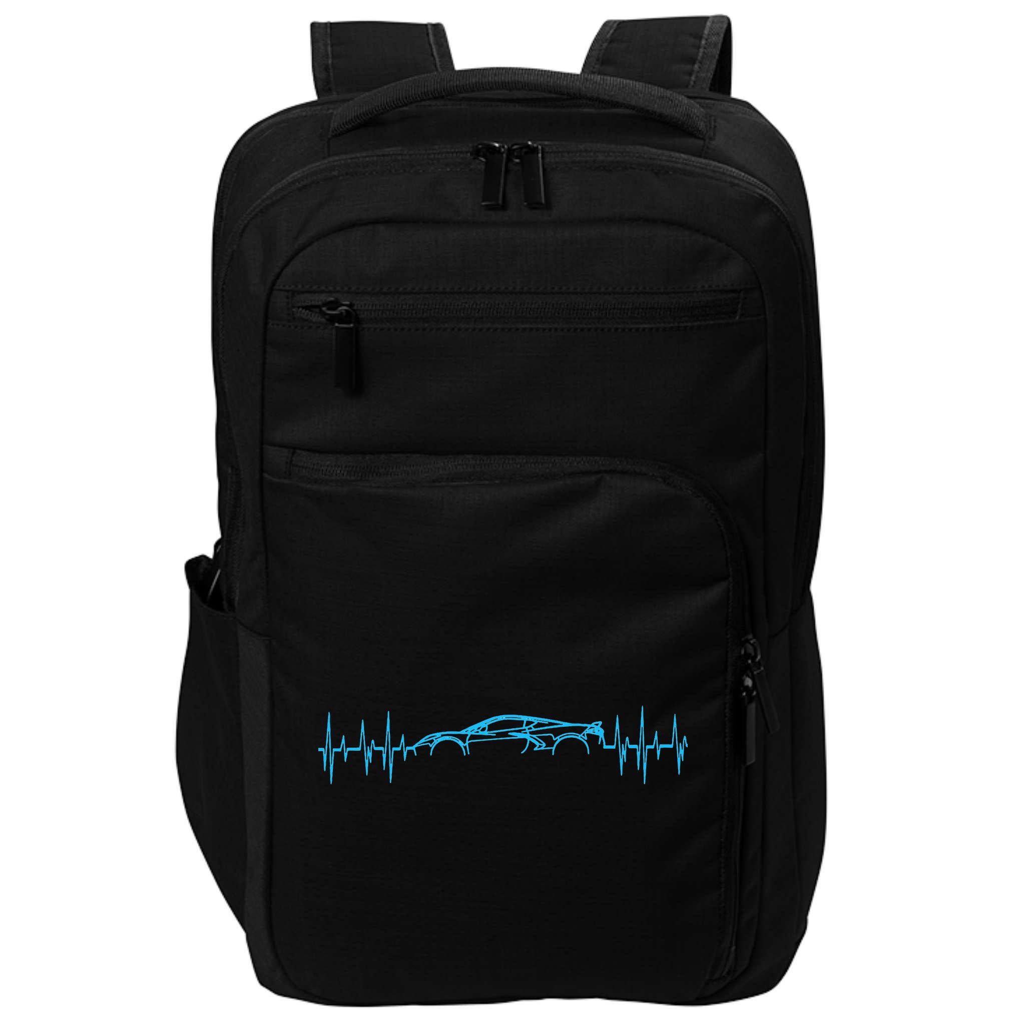 C8 Heartbeat Rapid Blue Supercar Sports Car Heartbeat Line Impact Tech Backpack
