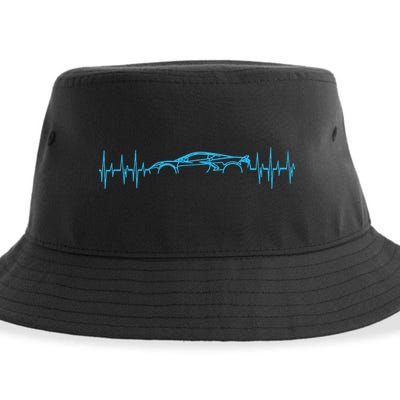 C8 Heartbeat Rapid Blue Supercar Sports Car Heartbeat Line Sustainable Bucket Hat