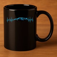 C8 Heartbeat Rapid Blue Supercar Sports Car Heartbeat Line 11oz C Handle Ceramic Mug