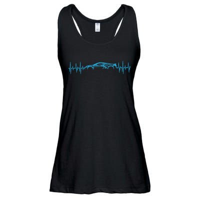 C8 Heartbeat Rapid Blue Supercar Sports Car Heartbeat Line Ladies Essential Flowy Tank