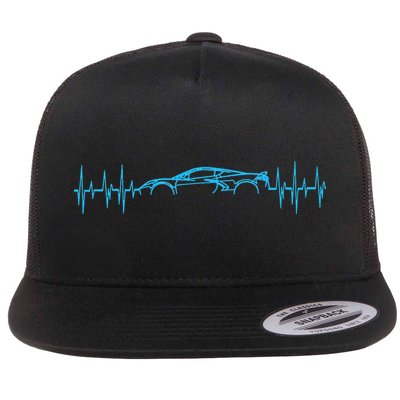 C8 Heartbeat Rapid Blue Supercar Sports Car Heartbeat Line Flat Bill Trucker Hat