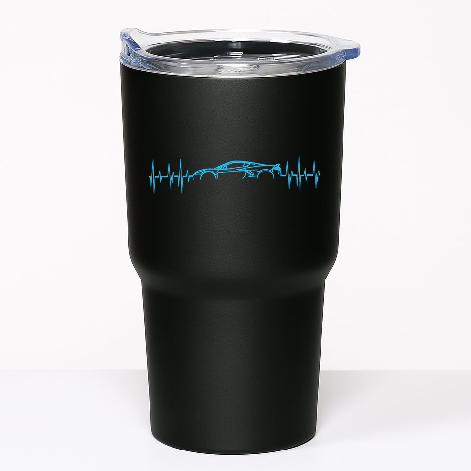 C8 Heartbeat Rapid Blue Supercar Sports Car Heartbeat Line Tumbler